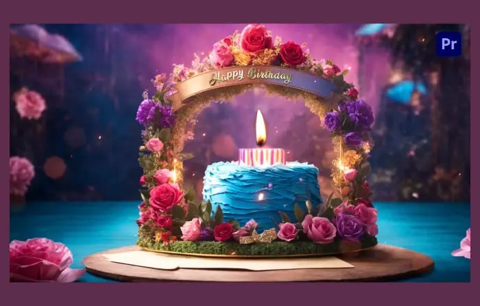 Birthday Party Celebration Invitation 3D Floral Frame Stunning Slideshow